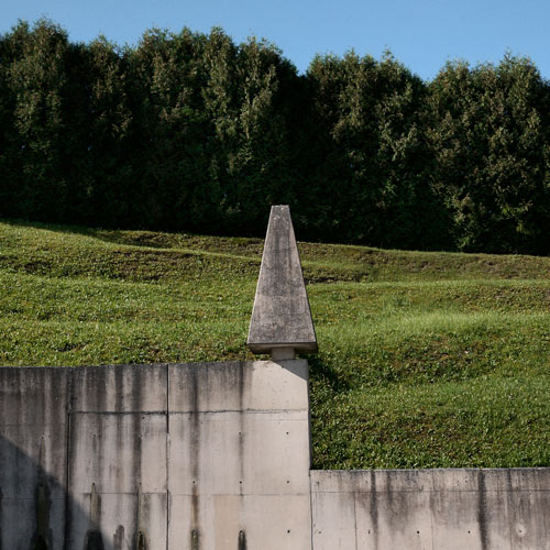 Wall next to trees, Novo Mesto, Slovenia.