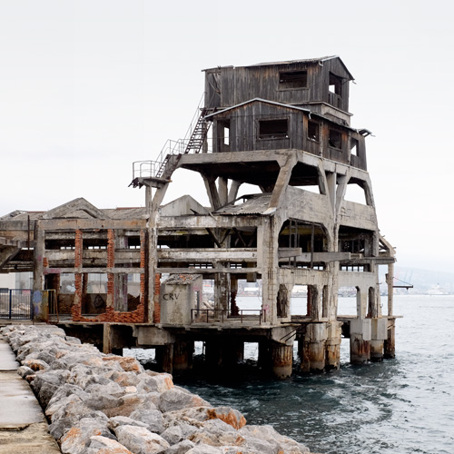 Ruined waterfront building in Rijeka, Croatia